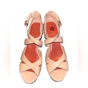 Cole Haan Espadrille Women’s Nude Ankle Strap Platform Wedges Size 10B